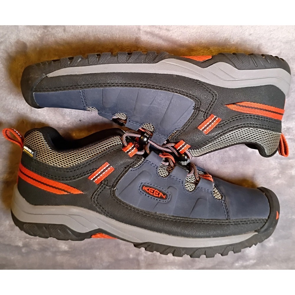 Keen Kids Blue Black Orange Bungee Lace Hiking Shoes Size 5Y 1019829